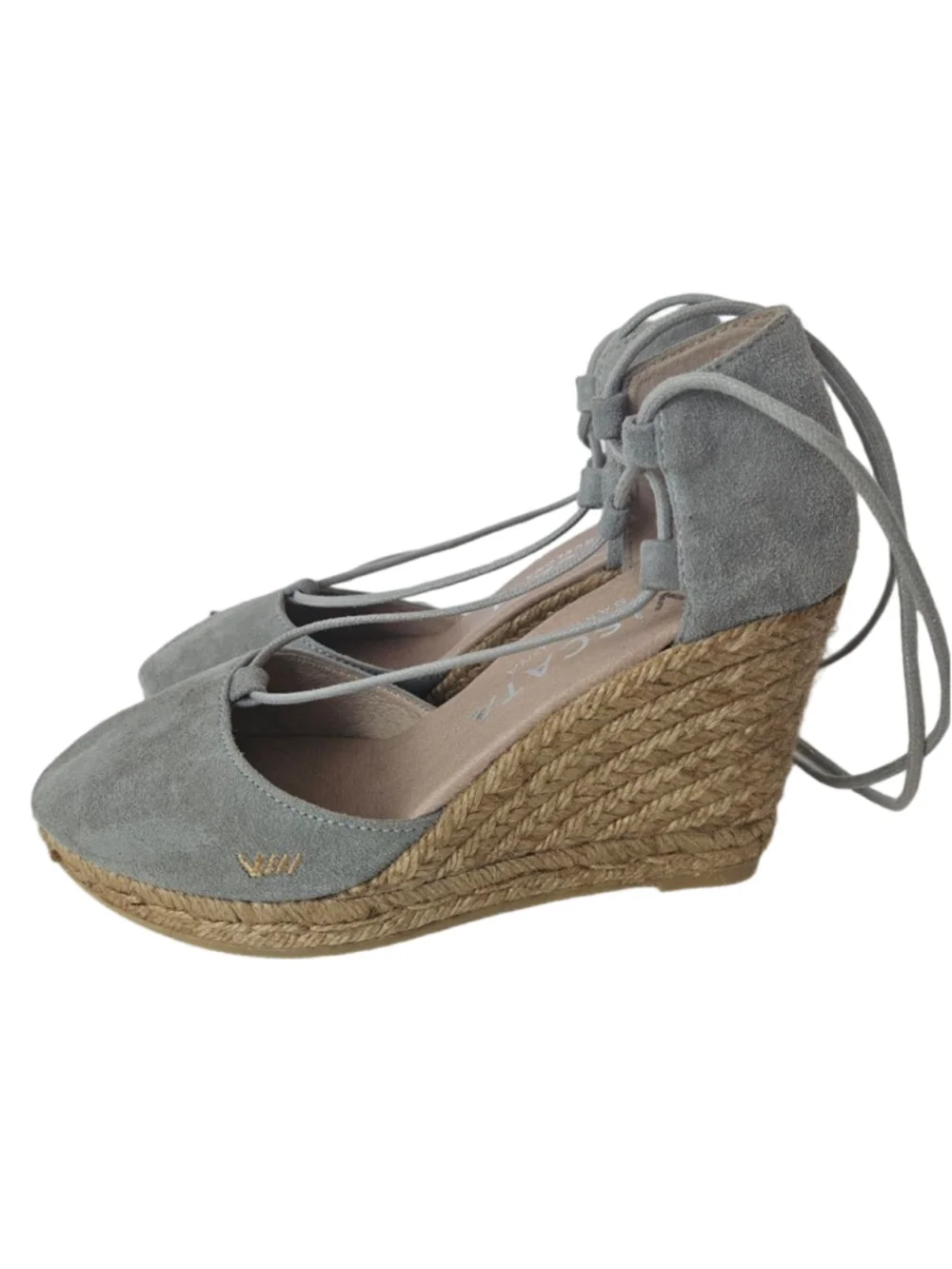Viscata Gray Suede Espadrille Wedges Made in Spain Size 6.5